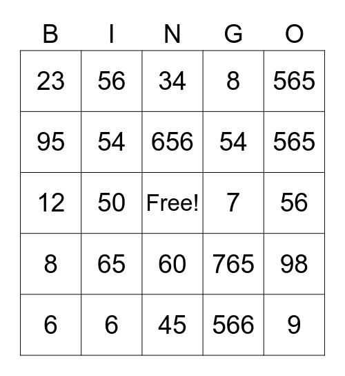 FRACTIONS Bingo Card