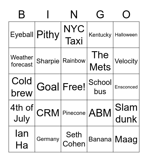 Partnerships Offsite Bingo Card