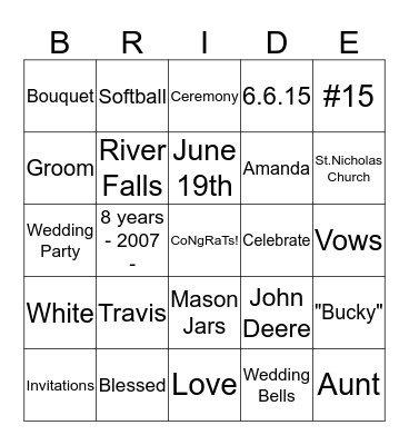 Amanda Wagner (soon to be STICHA) Bingo Card