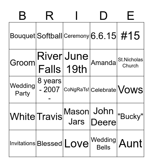 Amanda Wagner (soon to be STICHA) Bingo Card