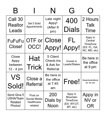 TMT Daily Bingo! Bingo Card
