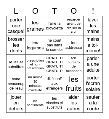 LOTO DE SANTE! Bingo Card