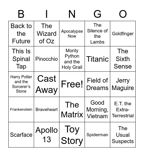 unITed Networking Movie Quotes Bingo Card
