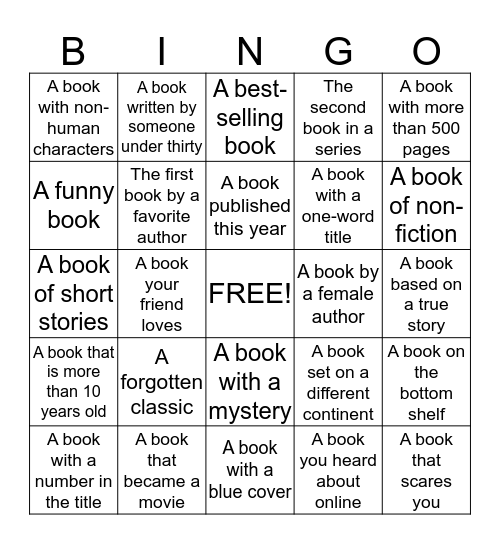 R E A D I N G Bingo Card