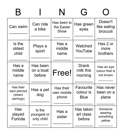 ~Ice Breaker Bingo~ Bingo Card