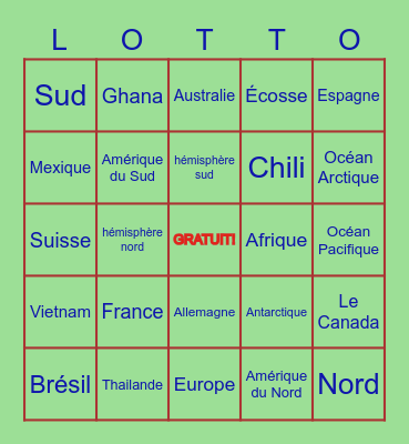 Les Continents Bingo Card