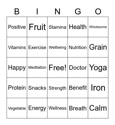 Health & Wellness BINGO Card