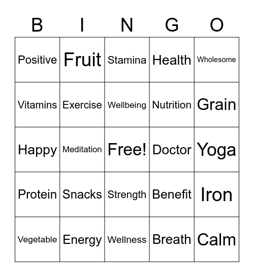 Health & Wellness BINGO Card