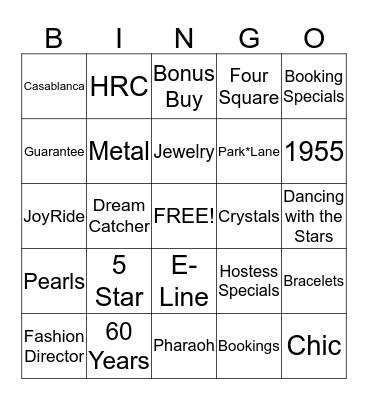 Park*Lane Blingo Bingo Card