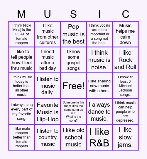 Music Language Bingo Card