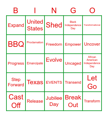 Juneteenth Bingo Card