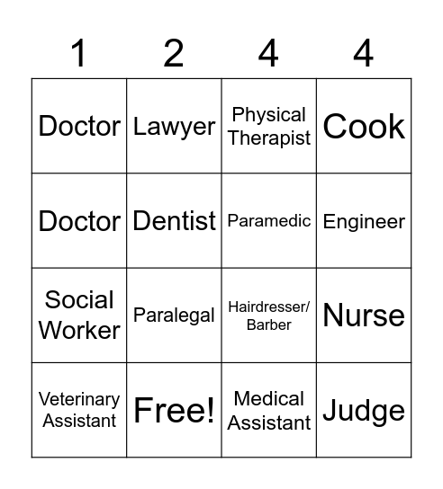 Career Bingo Card