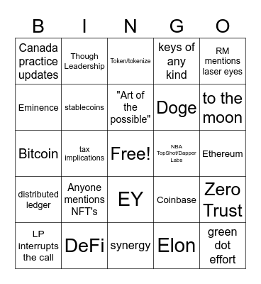 Blockchain Call Bingo Card
