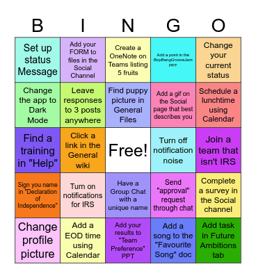 Learning Teams Bingo! Bingo Card