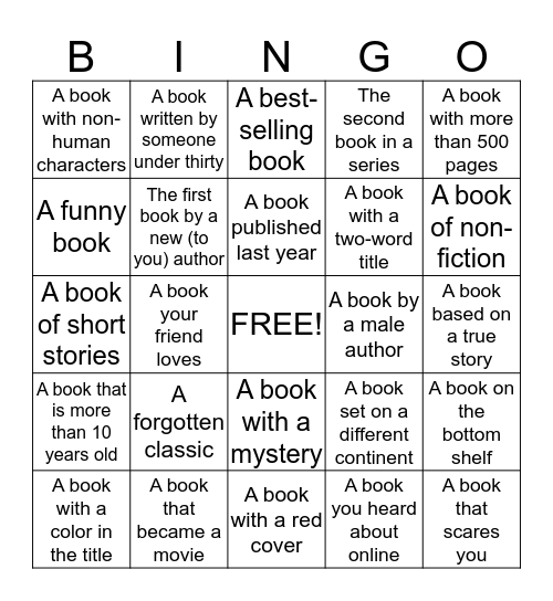 R E A D I N G Bingo Card