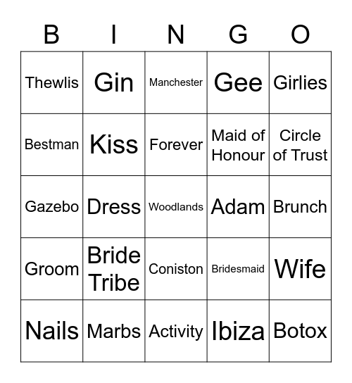 Sarah and Jennys Hen Bingo! Bingo Card