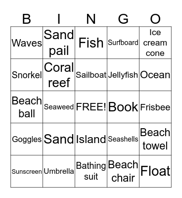 Beach Bingo Card