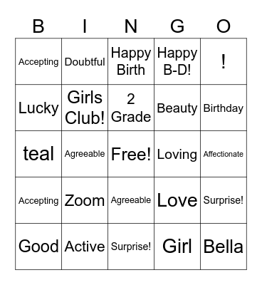 Happy Birthday Misa Bingo Card