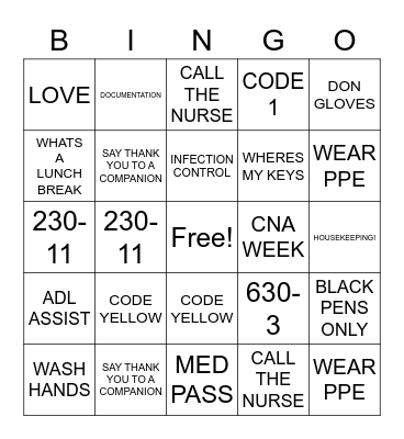 Companions BINGO Card