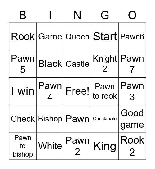 Chess Bingo Card