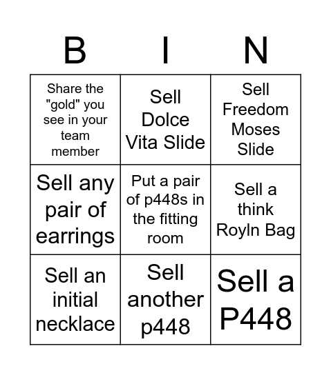 ACCESSORY BINGO Card