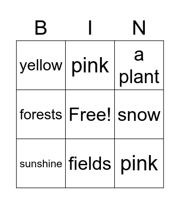Sunflower BINGO Card