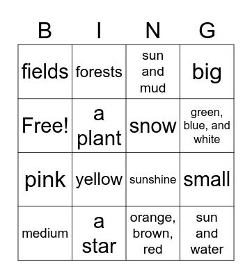 Sunflower Bingo Card