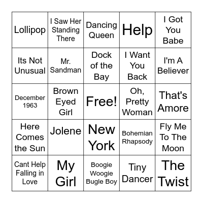 Music Bingo Card