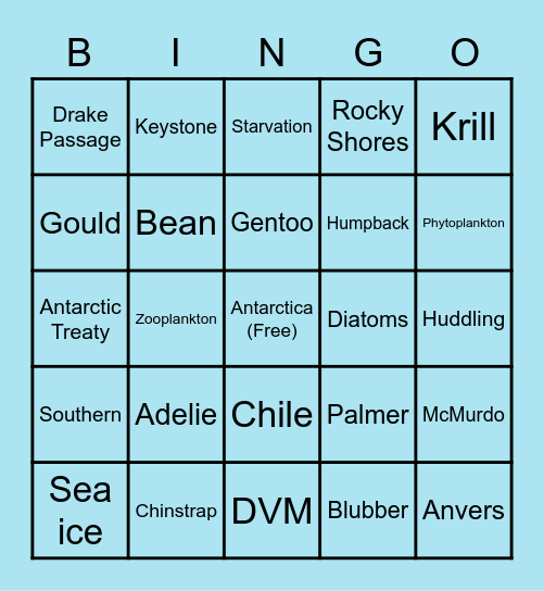 Antarctic Bingo! Bingo Card