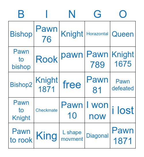 Chess Bingo Card