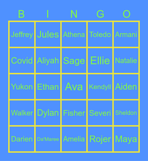 Kids and Pets Bingo Card