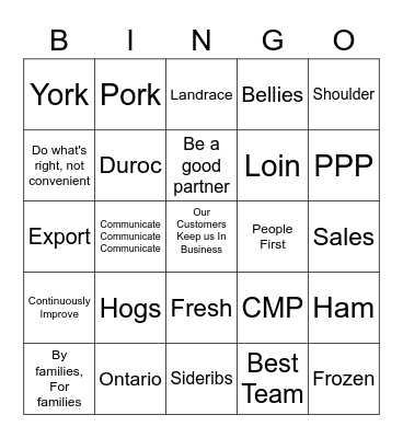 Conestoga Bingo Card