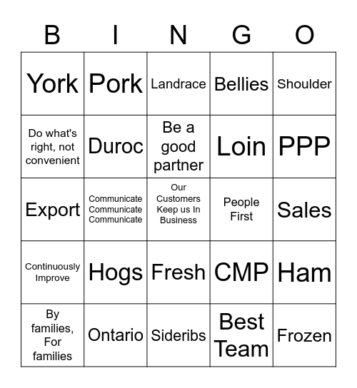 Conestoga Bingo Card