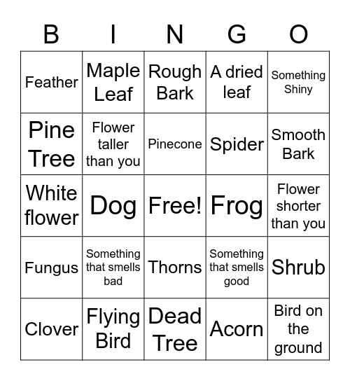 nature Bingo Card