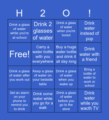 Hydration Bingo Card