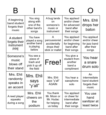 Dress Rehearsal Bingo Card