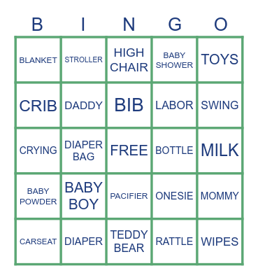 BABY Bingo Card