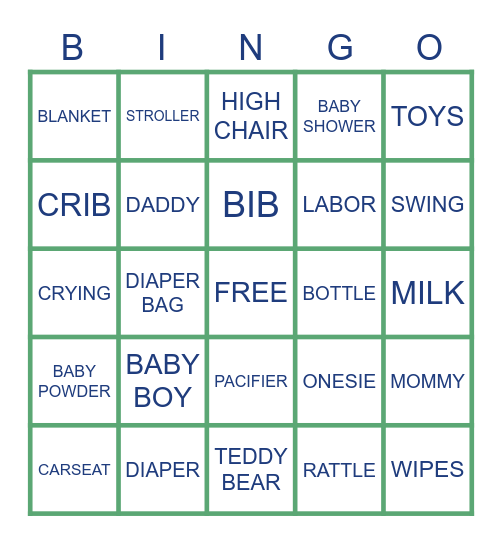 BABY Bingo Card