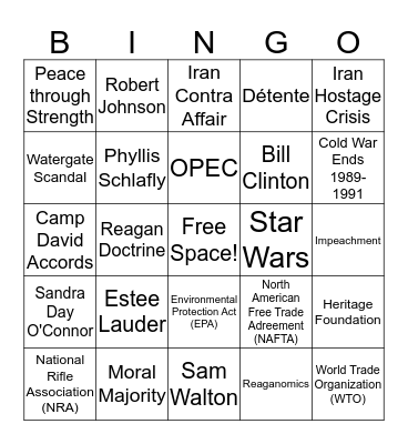 Jarrett CH 15 - 1969-2000 Bingo Card