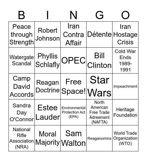 Jarrett CH 15 - 1969-2000 Bingo Card