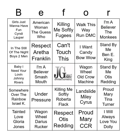 Before & After Bingo Card