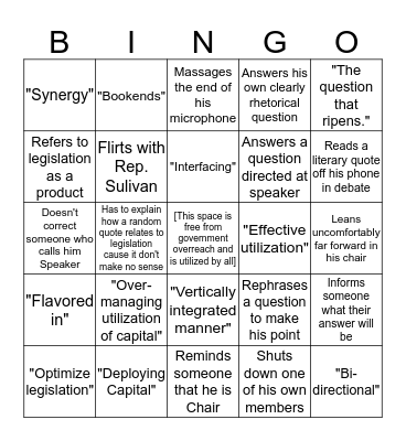 Matt Gaetz Bingo Card