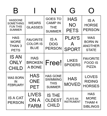 ART AND ANIMALS BINGO Card