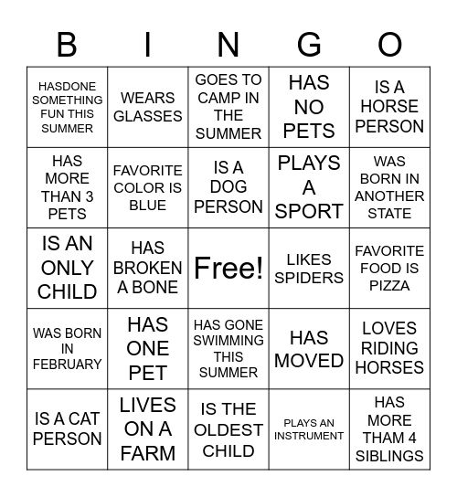 ART AND ANIMALS BINGO Card