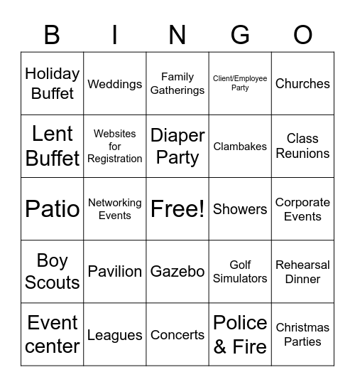 Bunker Hill Golf Course & Event Center Bingo Card