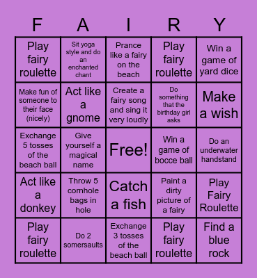 Falvo's Fairy Bingo Card