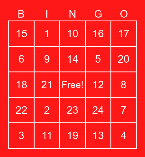 Father's Day Bingo Card