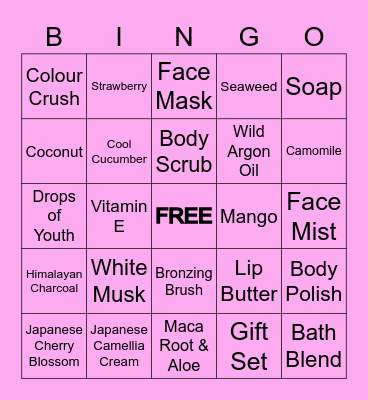 BODY SHOP BINGO Card