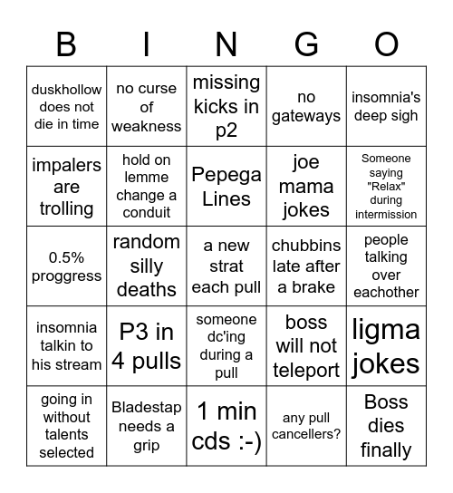 Booty Bingo Card