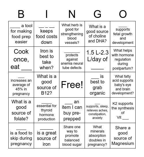 Building Baby Bingo Card